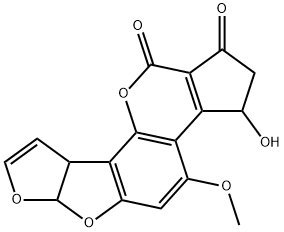 (6aR)-2,3,6aα,9aα-Tetrahydro-3-hydroxy-4-methoxycyclopenta[c]furo[3',2':4,5]furo[2,3-h][1]benzopyran-1,11-dione Struktur