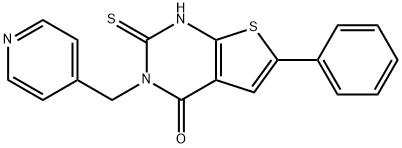 6-phenyl-3-(pyridin-4-ylmethyl)-2-sulfanylidene-1H-thieno[2,3-d]pyrimidin-4-one Struktur