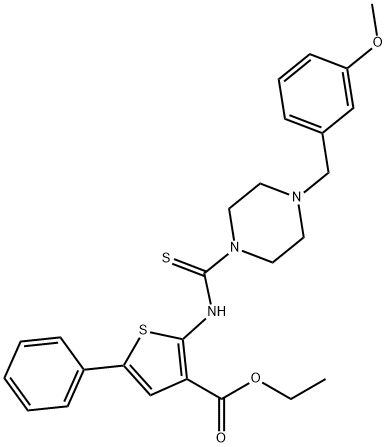 ethyl 2-(4-(3-methoxybenzyl)piperazine-1-carbothioamido)-5-phenylthiophene-3-carboxylate Struktur