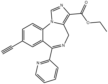 HZ166   thyl 8-ethynyl-6-(2-pyridyl)-4H-imidazo[1,5-a][1,4]benzodiazepine-3-carboxylate Struktur