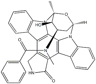 Benzamide, N-[(9S,10R,11R,13R)-2,3,10,11,12,13-hexahydro-10-hydroxy-9-methyl-1-oxo-9,13-epoxy-1H,9H-diindolo[1,2,3-gh:3',2',1'-lm]pyrrolo[3,4-j][1,7]benzodiazonin-11-yl]-N-methyl- Struktur