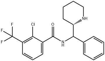 Benzamide, 2-chloro-N-[(S)-phenyl(2S)-2-piperidinylmethyl]-3-(trifluoromethyl)- Struktur