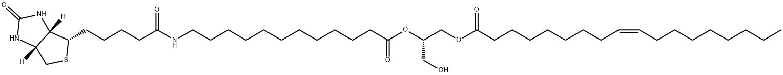 9-Octadecenoic acid (9Z)-, (2S)-2-[[12-[[5-[(3aS,4S,6aR)-hexahydro-2-oxo-1H-thieno[3,4-d]imidazol-4-yl]-1-oxopentyl]amino]-1-oxododecyl]oxy]-3-hydroxypropyl ester Struktur