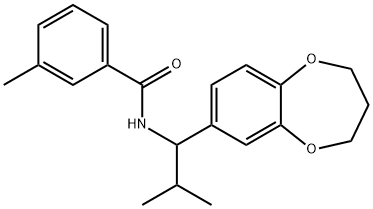 Benzamide, N-[1-(3,4-dihydro-2H-1,5-benzodioxepin-7-yl)-2-methylpropyl]-3-methyl- Struktur