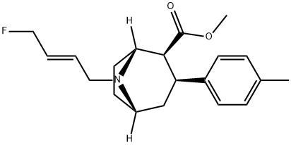 8-Azabicyclo[3.2.1]octane-2-carboxylic acid, 8-[(2E)-4-fluoro-2-buten-1-yl]-3-(4-methylphenyl)-, methyl ester, (1R,2S,3S,5S)- Struktur