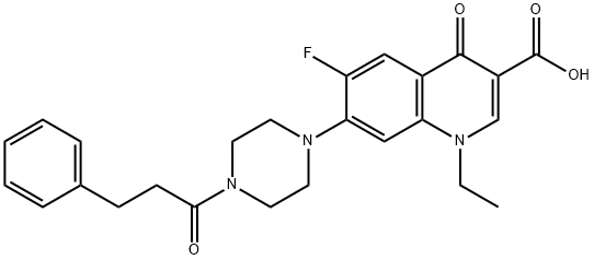 3-Quinolinecarboxylic acid, 1-ethyl-6-fluoro-1,4-dihydro-4-oxo-7-[4-(1-oxo-3-phenylpropyl)-1-piperazinyl]- Struktur