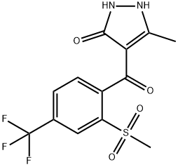 3H-Pyrazol-3-one, 1,2-dihydro-5-methyl-4-[2-(methylsulfonyl)-4-(trifluoromethyl)benzoyl]- Struktur