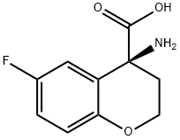 2H-1-Benzopyran-4-carboxylic acid, 4-amino-6-fluoro-3,4-dihydro-, (4S)- Struktur