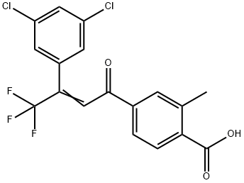 Benzoic acid, 4-[3-(3,5-dichlorophenyl)-4,4,4-trifluoro-1-oxo-2-buten-1-yl]-2-methyl- Struktur