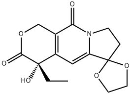 CHUGAI-01
(4'S)-4'-ethyl-1',4',7',8'-tetrahydro-4'-hydroxy-3'H,10'H-spiro[1,3-dioxolane-2,6'-pyrano[3,4-f]indolizine]-3',10'-dione Struktur