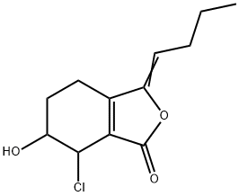 1(3H)-Isobenzofuranone, 3-butylidene-7-chloro-4,5,6,7-tetrahydro-6-hydroxy- Struktur