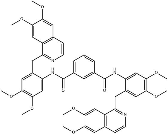 1-N,3-N-bis[2-[(6,7-dimethoxyisoquinolin-1-yl)methyl]-4,5-dimethoxyphenyl]benzene-1,3-dicarboxamide Struktur