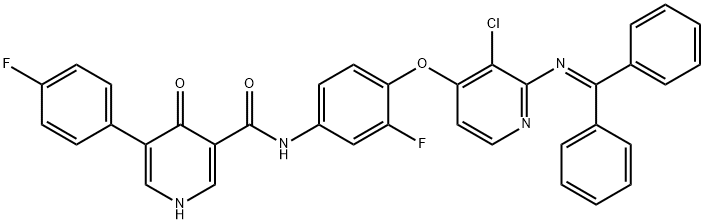 3-Pyridinecarboxamide, N-[4-[[3-chloro-2-[(diphenylmethylene)amino]-4-pyridinyl]oxy]-3-fluorophenyl]-5-(4-fluorophenyl)-1,4-dihydro-4-oxo- Struktur