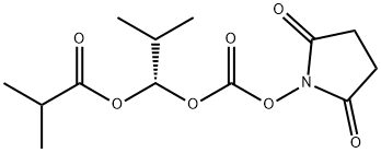 {[(1S)-Isobutanoyloxyisobutoxy]carbonyloxy}succinimide Struktur