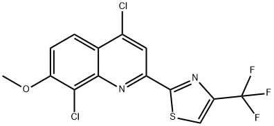 4,8-Dichloro-7-methoxy-2-[4-(trifluoromethyl)-1,3-thiazol-2-yl]quinoline Struktur