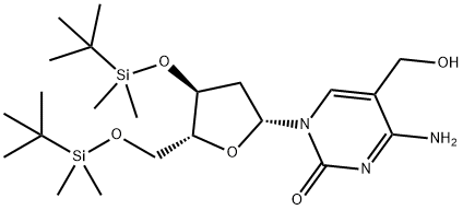 Cytidine, 2'-deoxy-3',5'-bis-O-[(1,1-dimethylethyl)dimethylsilyl]-5-(hydroxymethyl)- Struktur