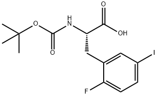 2-{[(tert-butoxy)carbonyl]amino}-3-(2-fluoro-5-iodophenyl)propanoic acid Struktur