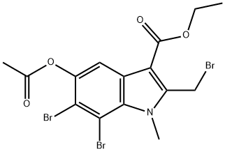 1H-Indole-3-carboxylic acid, 5-(acetyloxy)-6,7-dibromo-2-(bromomethyl)-1-methyl-, ethyl ester Struktur