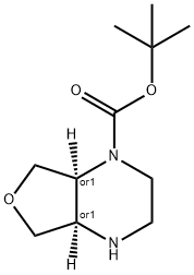 Furo[3,4-b]pyrazine-1(2H)-carboxylic acid, hexahydro-, 1,1-dimethylethyl ester, (4aR,7aS)-rel- Struktur