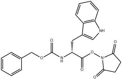 2,5-dioxopyrrolidin-1-yl (2R)-2-{[(benzyloxy)carbonyl]amino}-3-(1H-indol-3-yl)propanoate Struktur