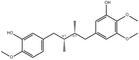 Phenol, 5-[(2R,3R)-4-(3-hydroxy-4-methoxyphenyl)-2,3-dimethylbutyl]-2,3-dimethoxy-, rel- Struktur