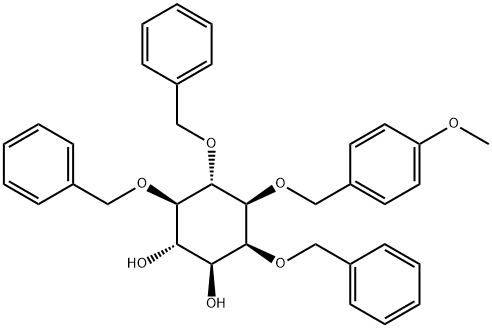 D-myo-Inositol, 1-O-(4-methoxyphenyl)methyl-2,5,6-tris-O-(phenylmethyl)- Struktur