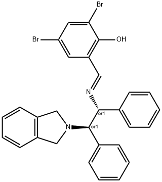 2,4-Dibromo-6-[(<i>E</i>)-[[(1<i>R</i>,2<i>R</i>)-2-(isoindolin-2-yl)-1,2-diphenylethyl]imino]methyl]phenol Struktur