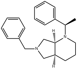 1H-Pyrrolo[3,4-b]pyridine, octahydro-1-[(1R)-1-phenylethyl]-6-(phenylmethyl)-, (4aS,7aS)- Struktur