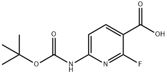 3-Pyridinecarboxylic acid, 6-[[(1,1-dimethylethoxy)carbonyl]amino]-2-fluoro- Struktur