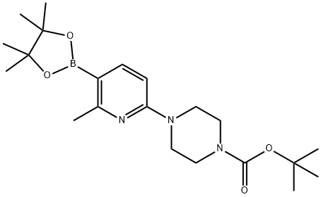 tert-butyl 4-[6-methyl-5-(tetramethyl-1,3,2-dioxaborolan-2-yl)pyridin-2-yl]piperazine-1-carboxylate Struktur