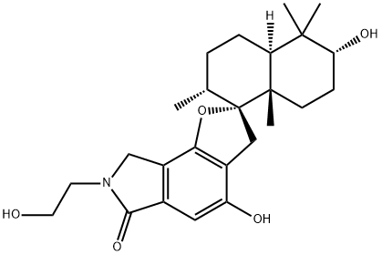 Spiro[2H-furo[2,3-e]isoindole-2,1'(2'H)-naphthalen]-6(3H)-one,3',4',4'a,5',6',7,7',8,8',8'a-decahydro-4,6'-dihydroxy-7-(2-hydroxyethyl)-2',5',5',8'a-tetramethyl-,(1'R,2'R,4'aS,6'R,8'aS)- Struktur