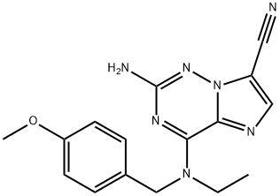 2-amino-4-(ethyl(4-methoxybenzyl)amino)imidazo[1,2-f][1,2,4]triazine-7-carbonitrile Struktur