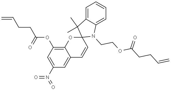 4-Pentenoic acid, 1',3'-dihydro-3',3'-dimethyl-6-nitro-1'-[2-[(1-oxo-4-penten-1-yl)oxy]ethyl]spiro[2H-1-benzopyran-2,2'-[2H]indol]-8-yl ester Struktur