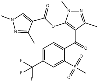 1H-Pyrazole-4-carboxylic acid, 1,3-dimethyl-, 1,3-dimethyl-4-[2-(methylsulfonyl)-4-(trifluoromethyl)benzoyl]-1H-pyrazol-5-yl ester Struktur