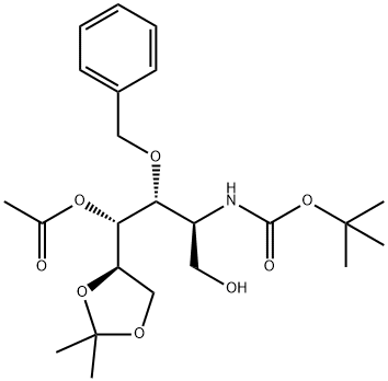 D-Galactitol, 2-deoxy-2-(1,1-dimethylethoxy)carbonylamino-5,6-O-(1-methylethylidene)-3-O-(phenylmethyl)-, 4-acetate Struktur