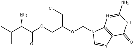 L-Valine, 2-[(2-amino-1,6-dihydro-6-oxo-9H-purin-9-yl)methoxy]-3-chloropropyl ester Struktur