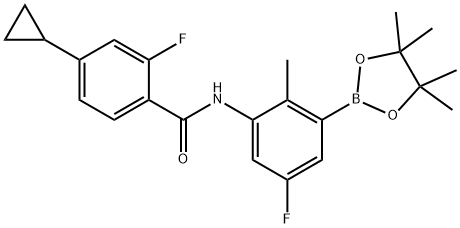 4-Cyclopropyl-2-fluoro-N-[5-fluoro-2-methyl-3-(4,4,5,5-tetramethyl-[1,3,2]dioxaborolan-2-yl)-phenyl] Struktur