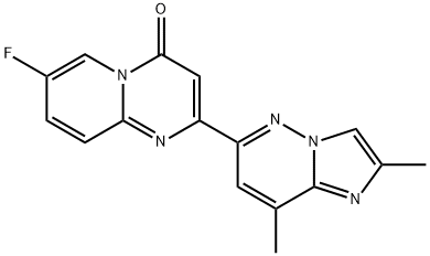 4H-Pyrido[1,2-a]pyrimidin-4-one, 2-(2,8-dimethylimidazo[1,2-b]pyridazin-6-yl)-7-fluoro- Struktur