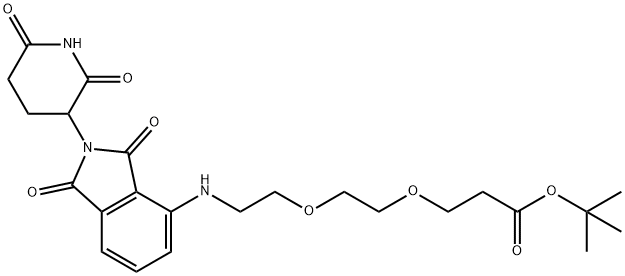 Propanoic acid, 3-[2-[2-[[2-(2,6-dioxo-3-piperidinyl)-2,3-dihydro-1,3-dioxo-1H-isoindol-4-yl]amino]ethoxy]ethoxy]-, 1,1-dimethylethyl ester Struktur