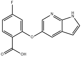 Benzoic acid, 4-fluoro-2-(1H-pyrrolo[2,3-b]pyridin-5-yloxy)- Struktur