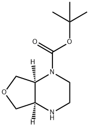 Furo[3,4-b]pyrazine-1(2H)-carboxylic acid, hexahydro-, 1,1-dimethylethyl ester, (4aR,7aS)- Struktur