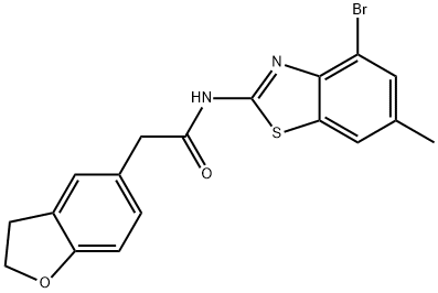 5-Benzofuranacetamide, N-(4-bromo-6-methyl-2-benzothiazolyl)-2,3-dihydro- Struktur