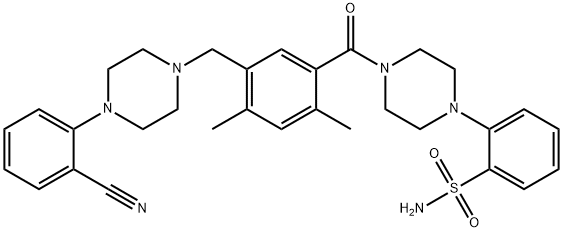 Benzenesulfonamide, 2-[4-[5-[[4-(2-cyanophenyl)-1-piperazinyl]methyl]-2,4-dimethylbenzoyl]-1-piperazinyl]- Struktur