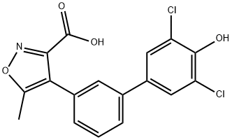 3-Isoxazolecarboxylic acid, 4-(3',5'-dichloro-4'-hydroxy[1,1'-biphenyl]-3-yl)-5-methyl- Struktur