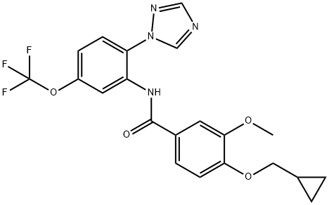 Benzamide, 4-(cyclopropylmethoxy)-3-methoxy-N-[2-(1H-1,2,4-triazol-1-yl)-5-(trifluoromethoxy)phenyl]- Struktur