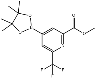 2-Pyridinecarboxylic acid, 4-(4,4,5,5-tetramethyl-1,3,2-dioxaborolan-2-yl)-6-(trifluoromethyl)-, methyl ester Struktur