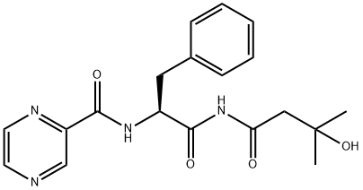 2-Pyrazinecarboxamide, N-[(1S)-2-[(3-hydroxy-3-methyl-1-oxobutyl)amino]-2-oxo-1-(phenylmethyl)ethyl]- Struktur