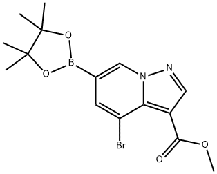 4-Bromo-3-methoxycarbonyl-pyrazolo1,5-apyridine-6-boronic acid picol ester Struktur