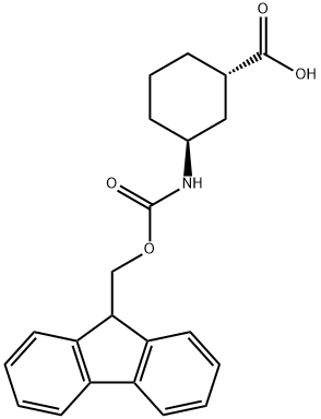 (1S,3S)-3-((((9H-fluoren-9-yl)methoxy)carbonyl)amino)cyclohexane-1-carboxylic acid Struktur