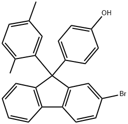 Phenol, 4-[2-bromo-9-(2,5-dimethylphenyl)-9H-fluoren-9-yl]- Struktur